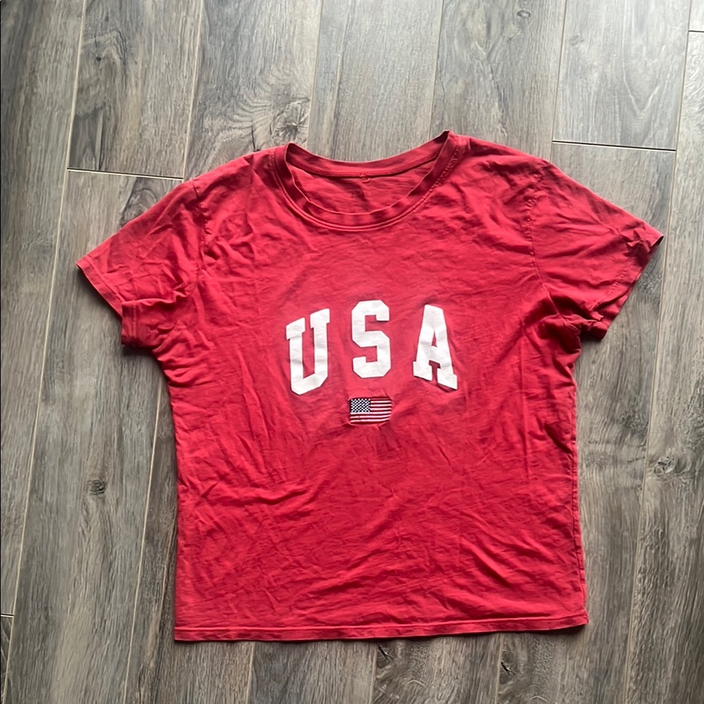 🤎3/$30🤎 Brandy Melville Red USA Graphic T-Shirt